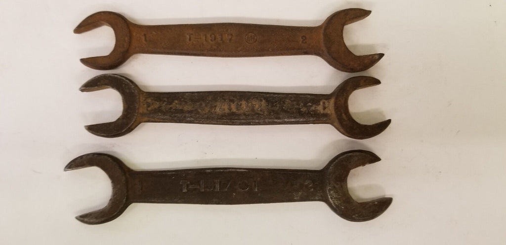 Vintage Ford  T-1917 Model-T Double Open End Wrenches 3pcs, 3 Different Markings