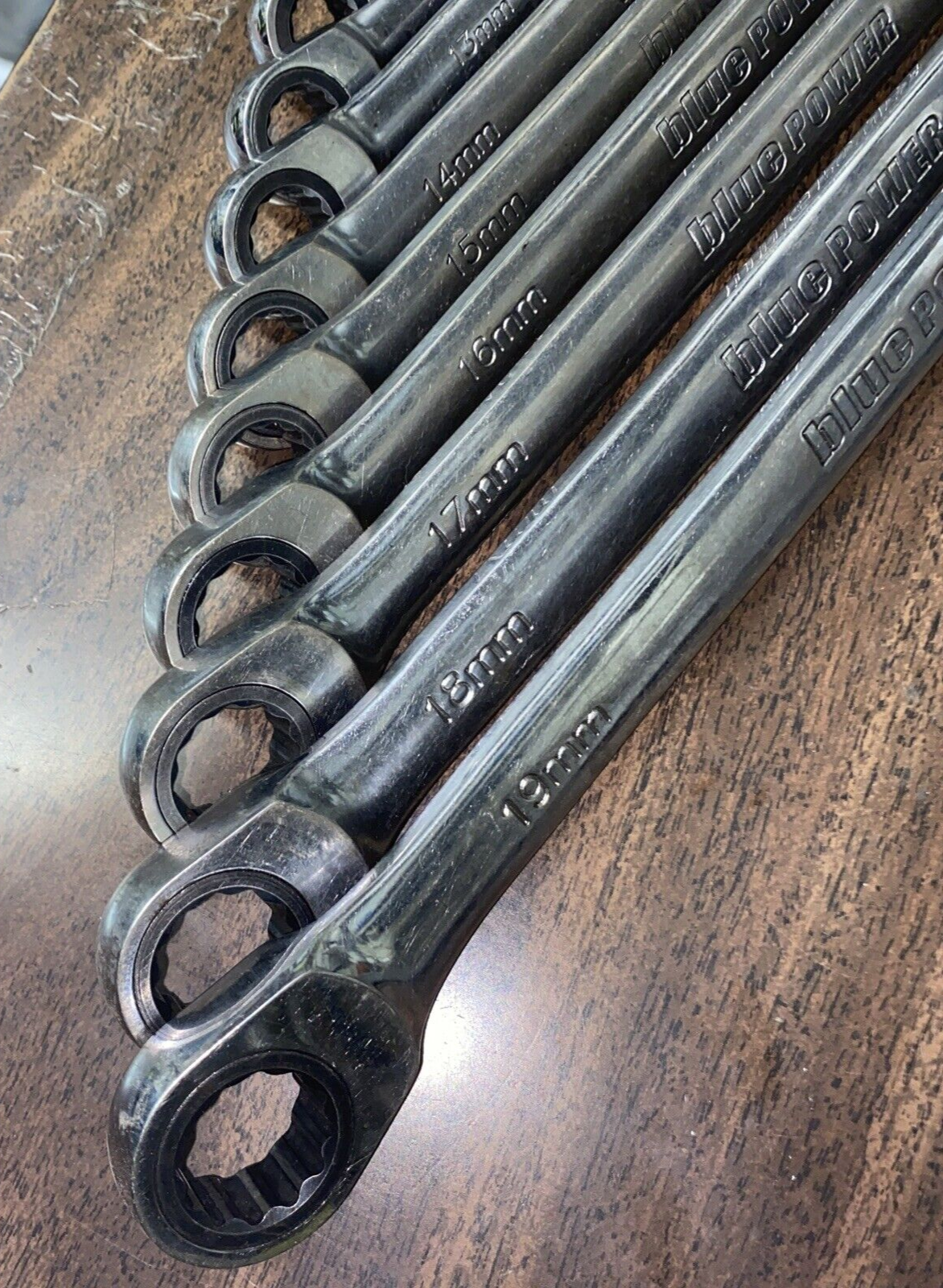 Blue Power Metric Double Box Ratcheting Wrenches 8-19mm, 12 Point.