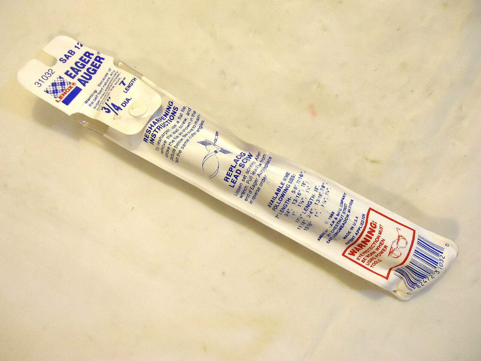 Lenox #31032 SAB 12 Eager Auger ¾” Self-Feeding Drill Bit, USA, NEW-Other.