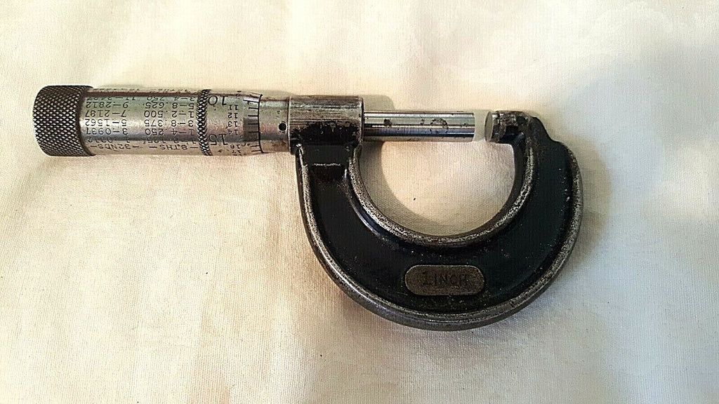 Vintage THE L.S. STARRETT CO. 0-1" Outside Micrometer, .001", Eyeglass Case