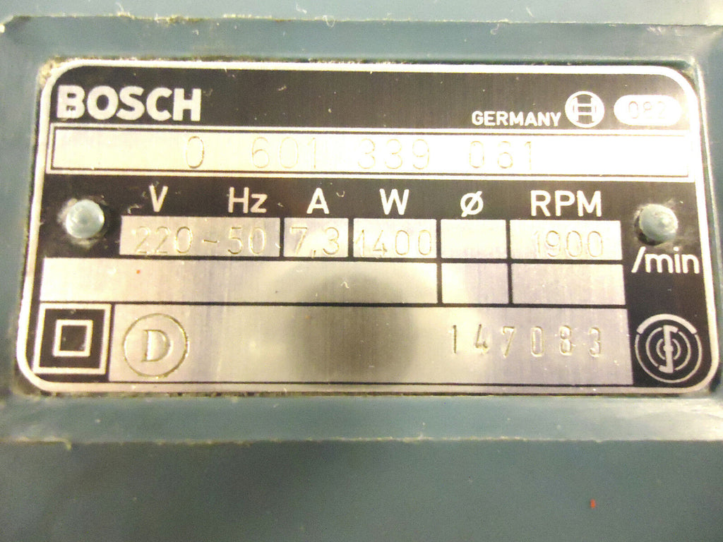Bosch #0 601 339 061 Wet Polisher/Grinder, 220 Volts – 50 Hz, Used.