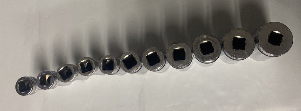Snap-on 11pc Deep Socket Set, 3/8” Drive, 1/4”-7/8”. 6pt.