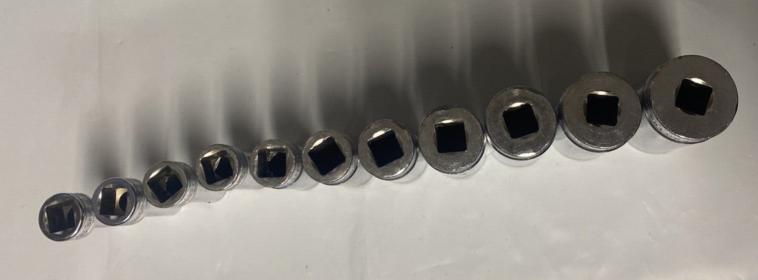 Snap-on 11pc Deep Socket Set, 3/8” Drive, 1/4”-7/8”. 6pt.