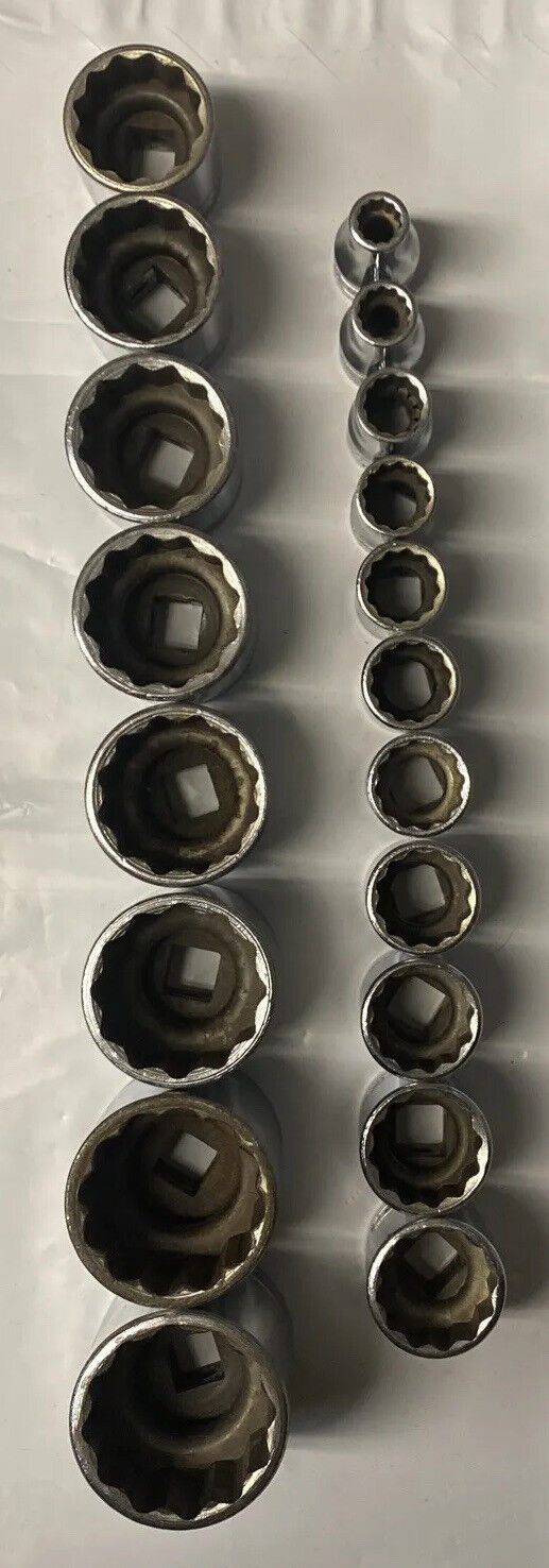 Snap-on 1/2” Drive Socket Set, 12pt, Shallow, 3/8”-1-1/2”.