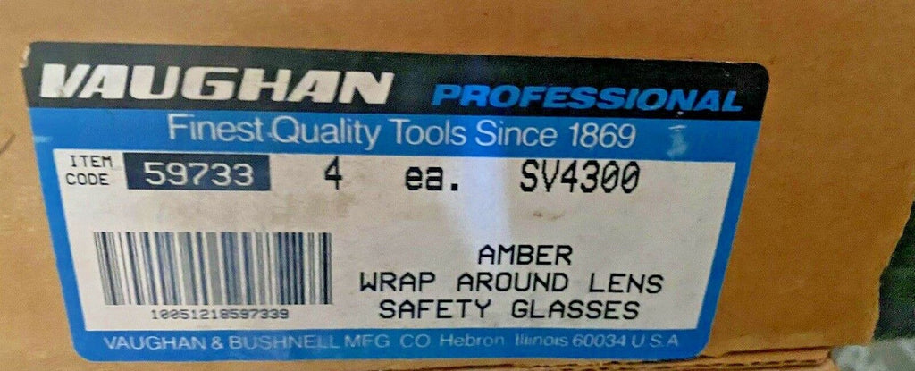 Vaughan SV4300 amber wrap around lens safety glasses