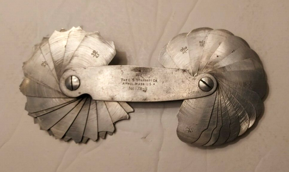 L.S. Starrett Co. No.178-B Folding Radius Gage, 17/64-1/2 Range, 64ths Increment