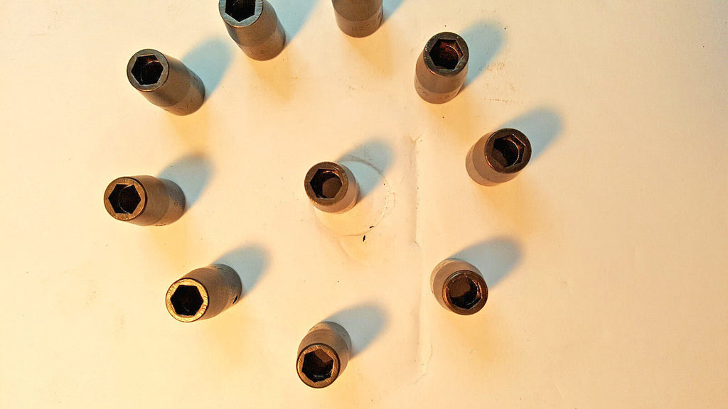Impact Sockets, 10 Pieces, 1/4" Drive, 1/4" 6 Point, Shallow, Hanson, New, USA