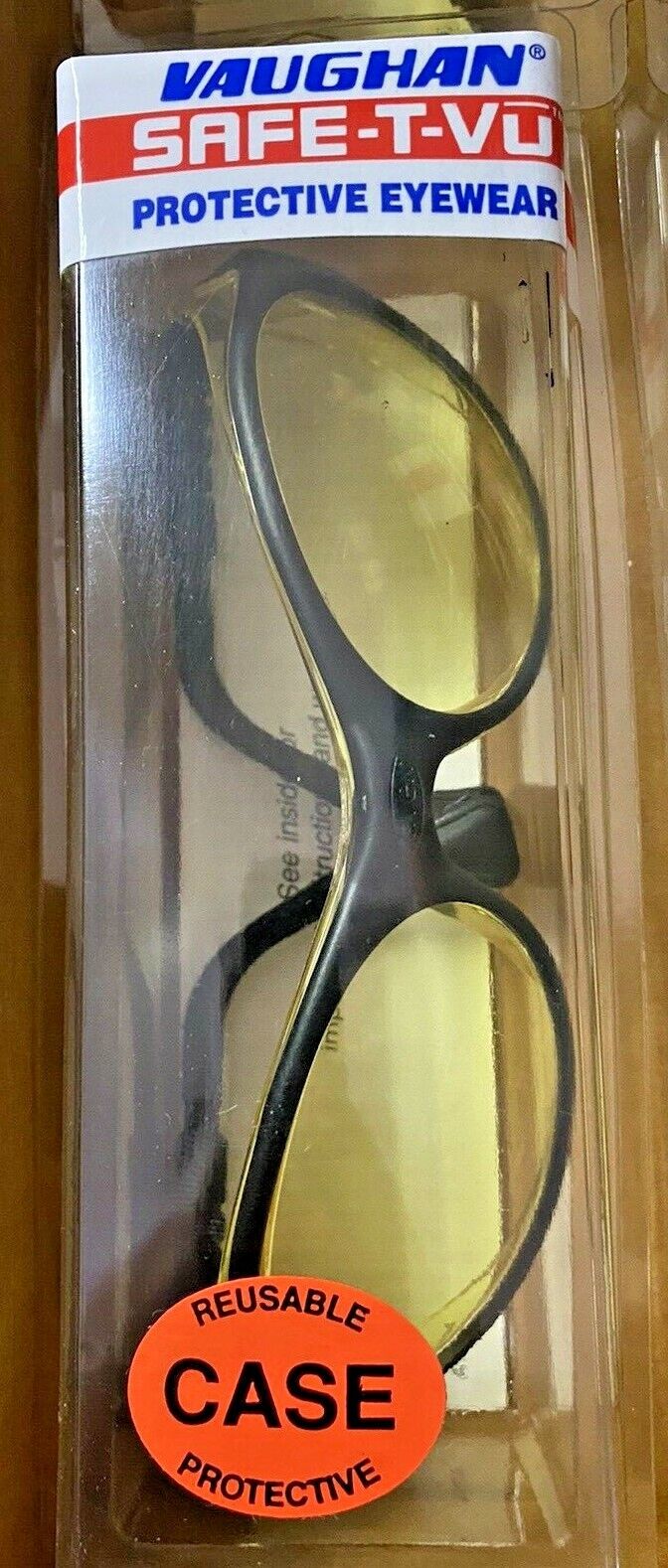 Vaughan SV4300 amber wrap around lens safety glasses