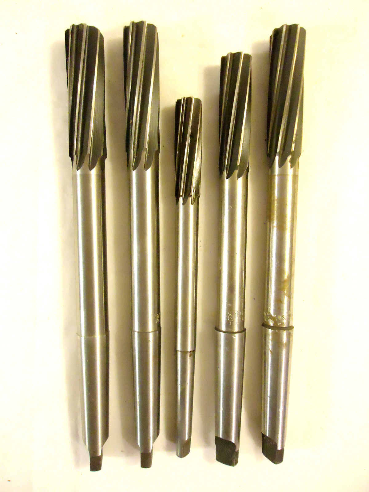 Reamers with Morse Taper Shanks, High Speed Steel, USA, 5 Pieces, Used
