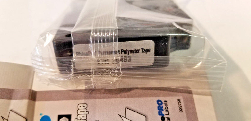 Dymo Permanent Polyester Tape P/N 18483, 1/2" x 18',Black on White,Rhino Pro,OEM