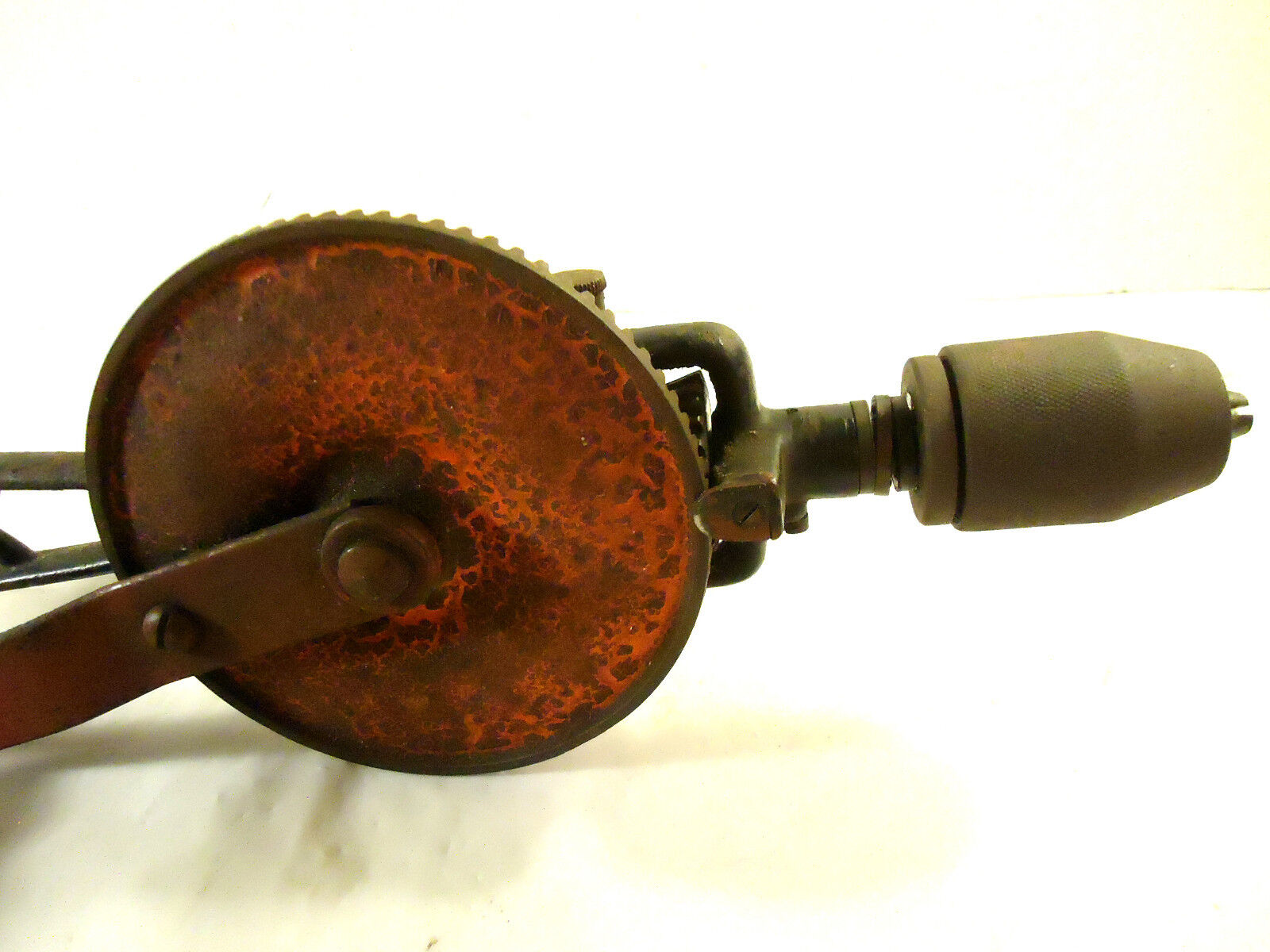 Vintage Goodell Pratt Two-Speed Breast Drill with Leather Strap Breast Plate.