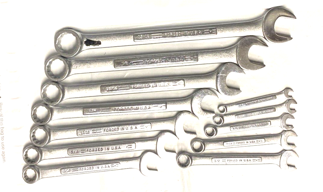 Craftsman USA 12pt Wrenches, 1/4”-15/16”.