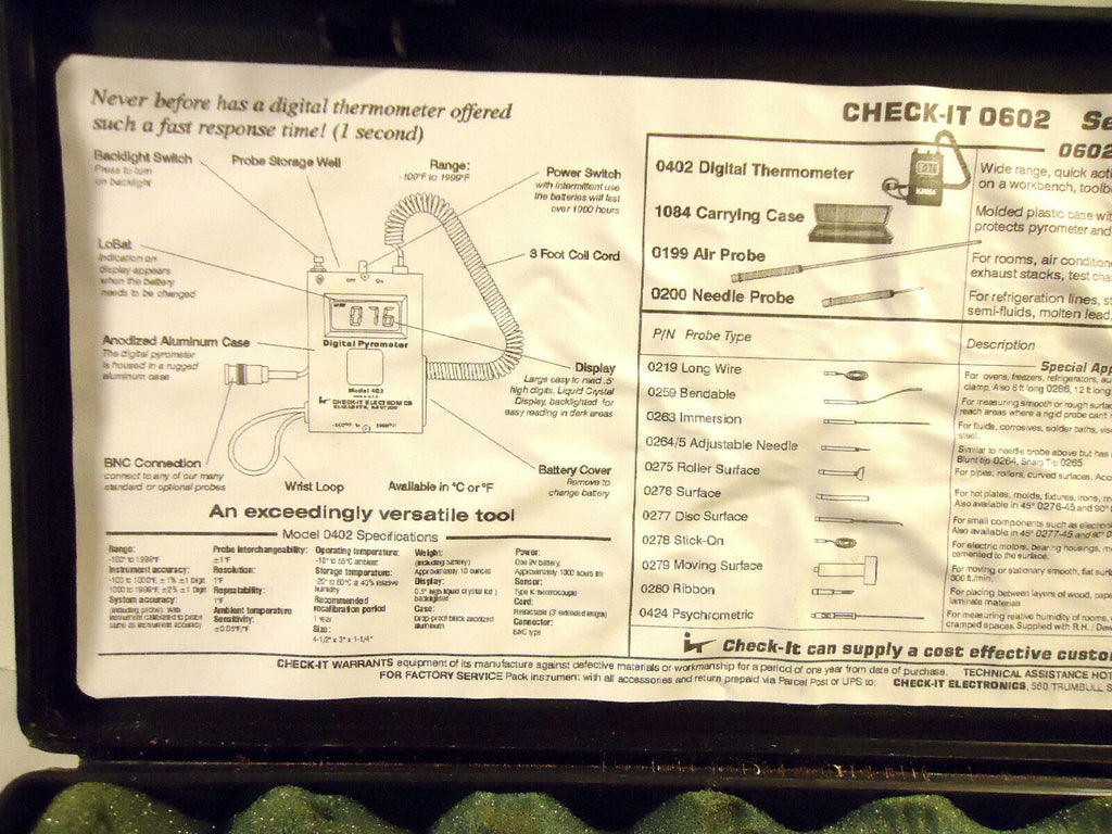 Check-It 0602 Digital Pyrometer Set, Used
