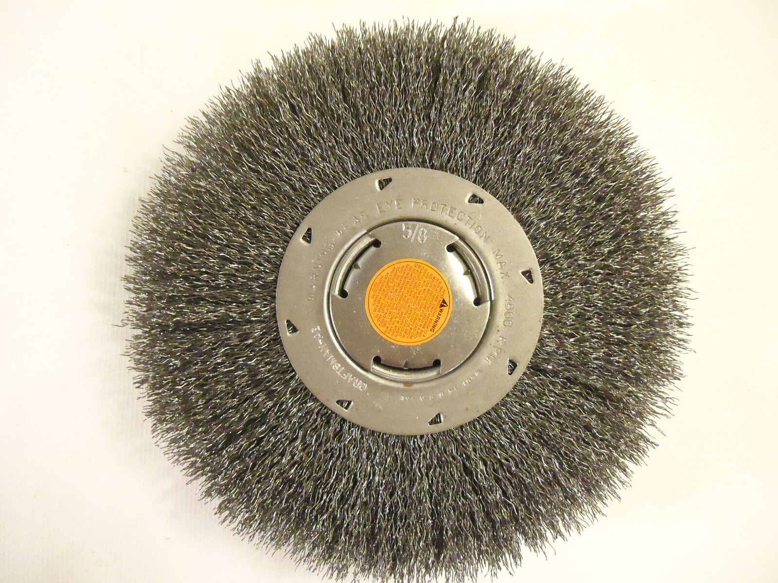 8" Crimped Wire Wheel, 1" Thick, 5/8" Bushings, .014 Wire, Craftsman, New, USA.