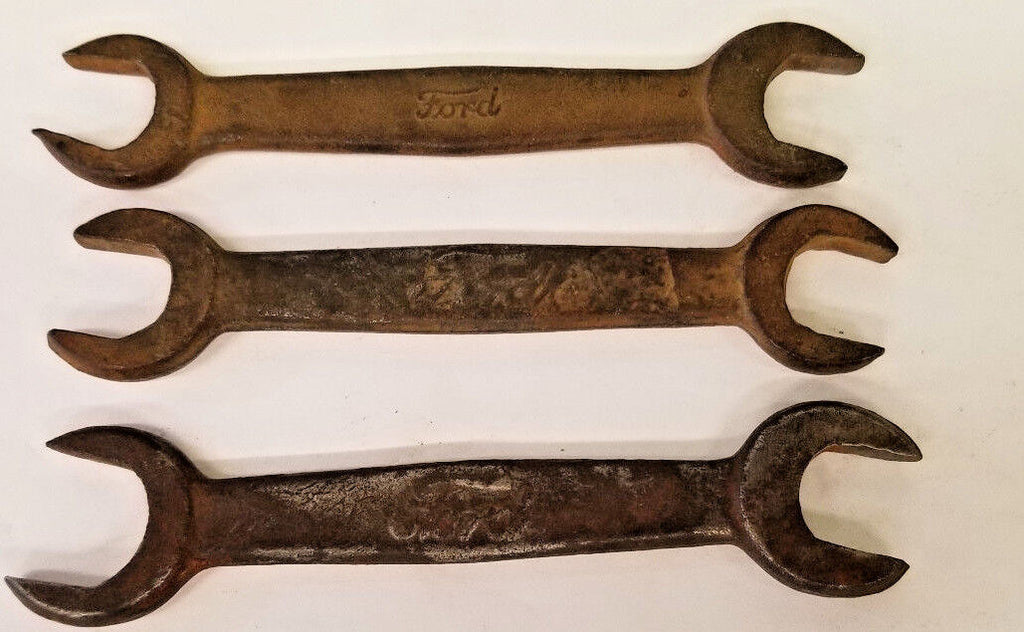 Vintage Ford  T-1917 Model-T Double Open End Wrenches 3pcs, 3 Different Markings