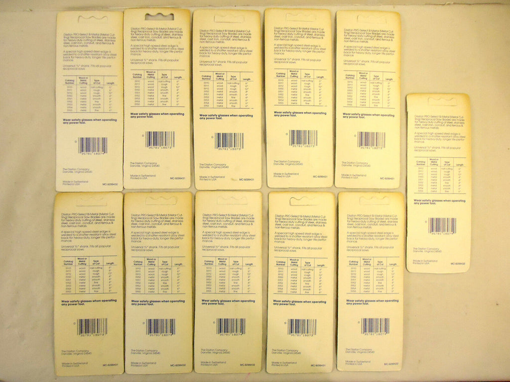 Disston Bi-Metal 6" Reciprocating Saw Blades, Universal Shank, Bi-Metal, New.