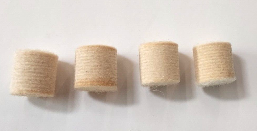 FELT POLISHING CYLINDERS UNMOUNTED 5/8" X 5/8", SURPLUS, Approx.1900 pcs.