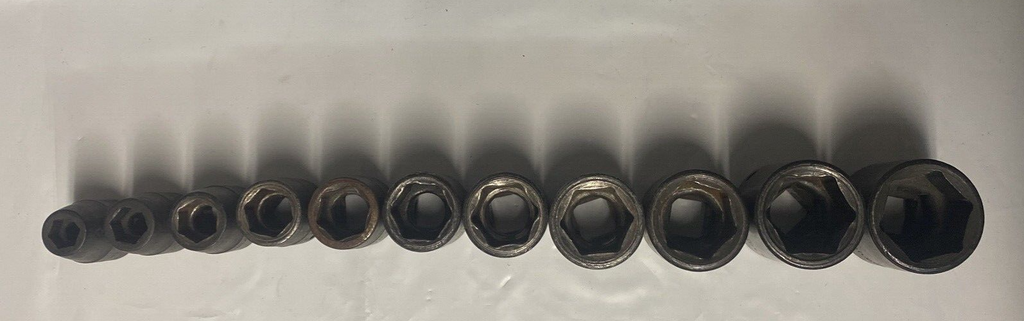 Snap-on Impact Sockets, 11pc, 1/2”drive, 3/8”-1”, 6 Point.