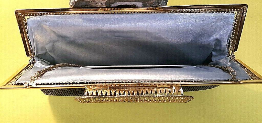 VINTAGE FAY SWAFFORD 70'S ORIGINAL BLACK MESH EVENING CLUTCH BAG, MINT