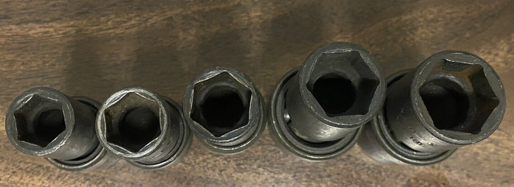 Snap-on, 5pc, 1/2” Drive, Shallow Impact Swivel Sockets, 1/2-3/4.