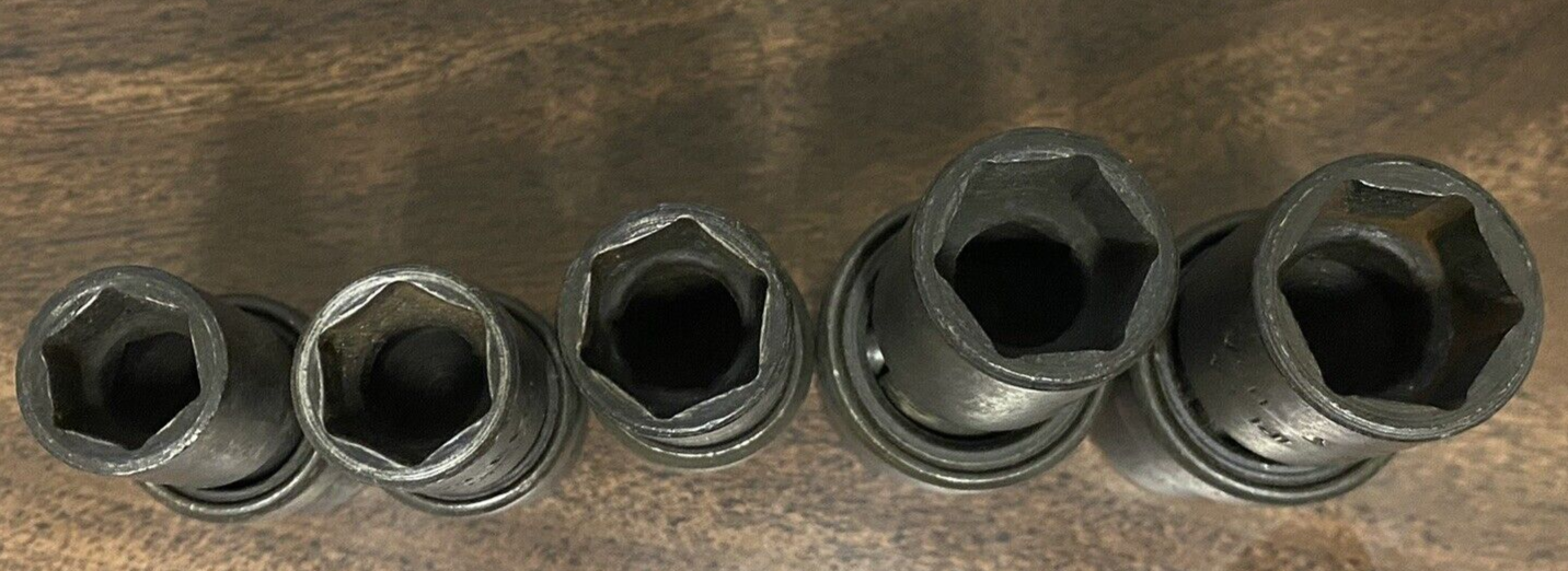 Snap-on, 5pc, 1/2” Drive, Shallow Impact Swivel Sockets, 1/2-3/4.