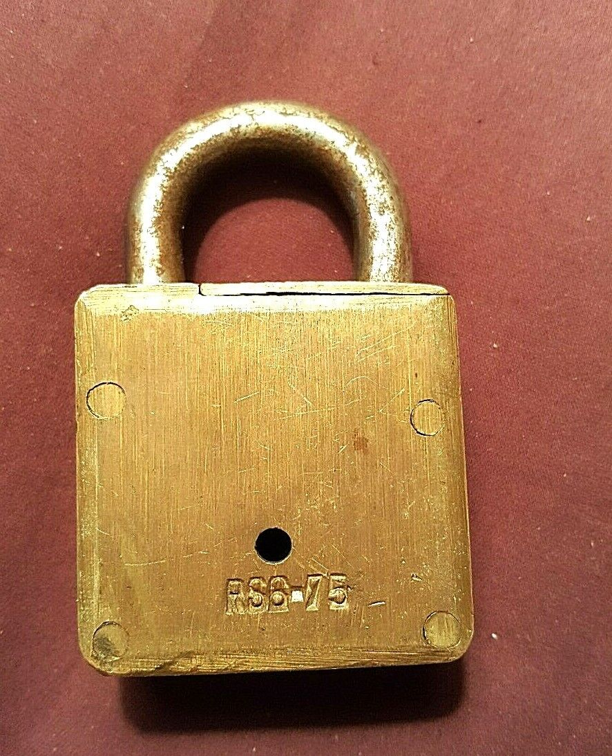 Vintage Narayan Padlock, Made in Aligarh, India w/ Key, Brass Body Steel Shackle