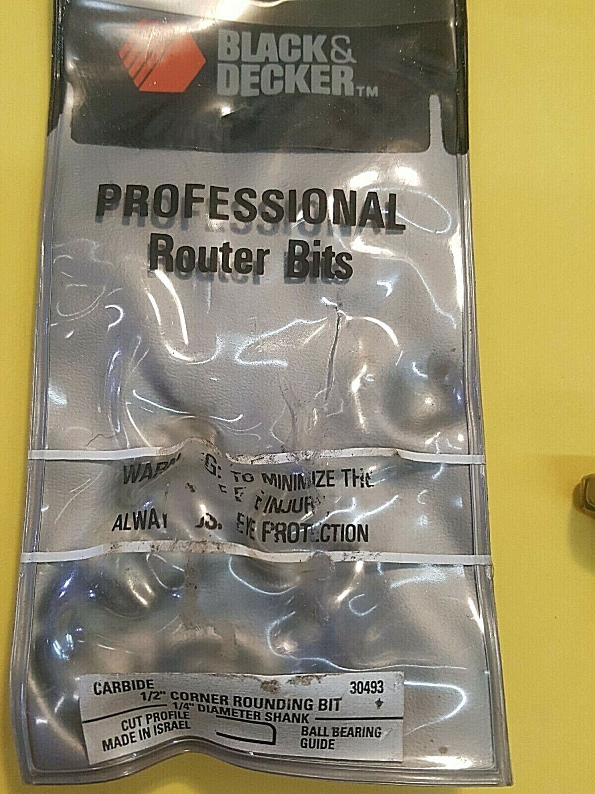 B&D Router Bit, Corner Rounding, Carbide,1/2" Radius,1/4" Shank & Bearing, 30493