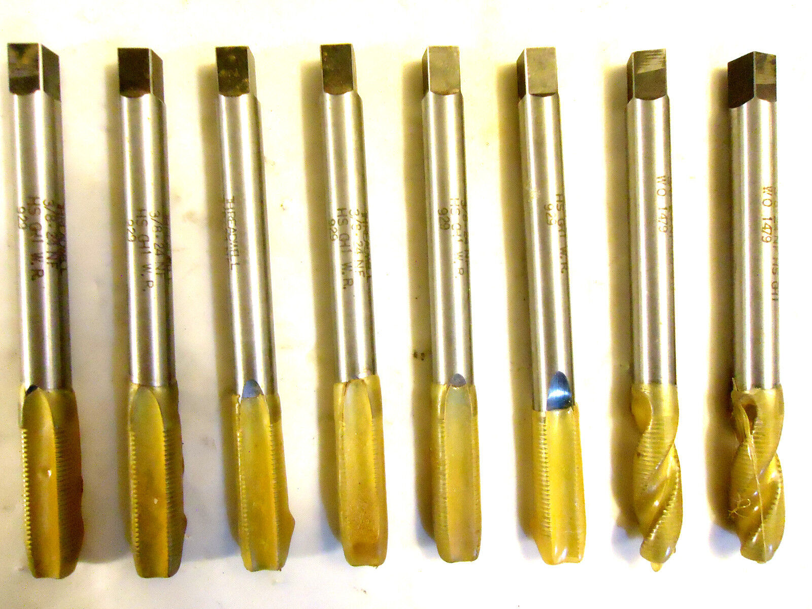 Threadwell TAPS, 1 Lot of 8 pcs, 3/8”-24 NF, 4 ½” OAL, Used.