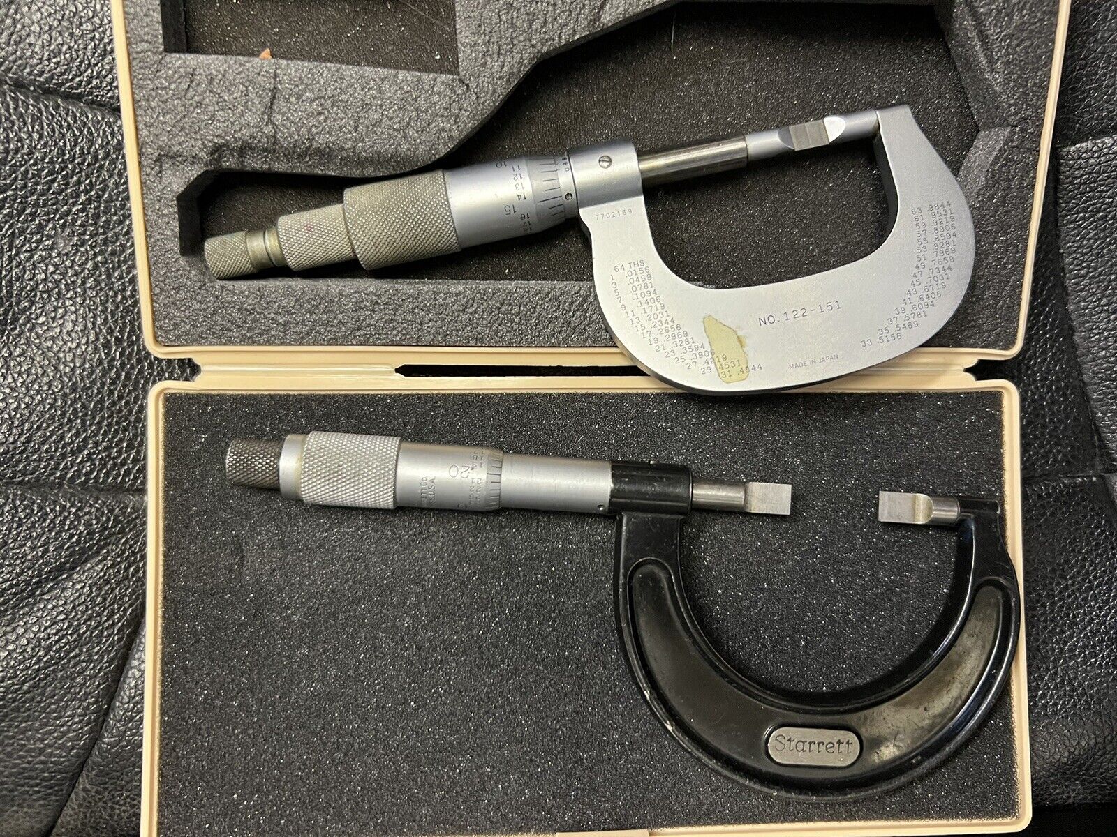 Starrett and Mitutoyo micrometers