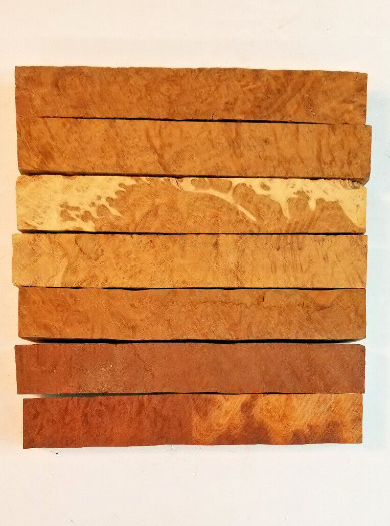 Pen Blanks, Brown Mallee 5 Pcs, Red Mallee 2 Pcs, Appx 3/4" Square 5-1/4" Long
