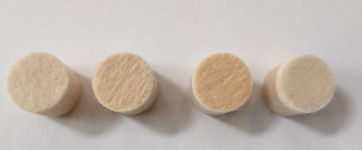 FELT POLISHING CYLINDERS UNMOUNTED 5/8" X 5/8", SURPLUS, Approx.1900 pcs.