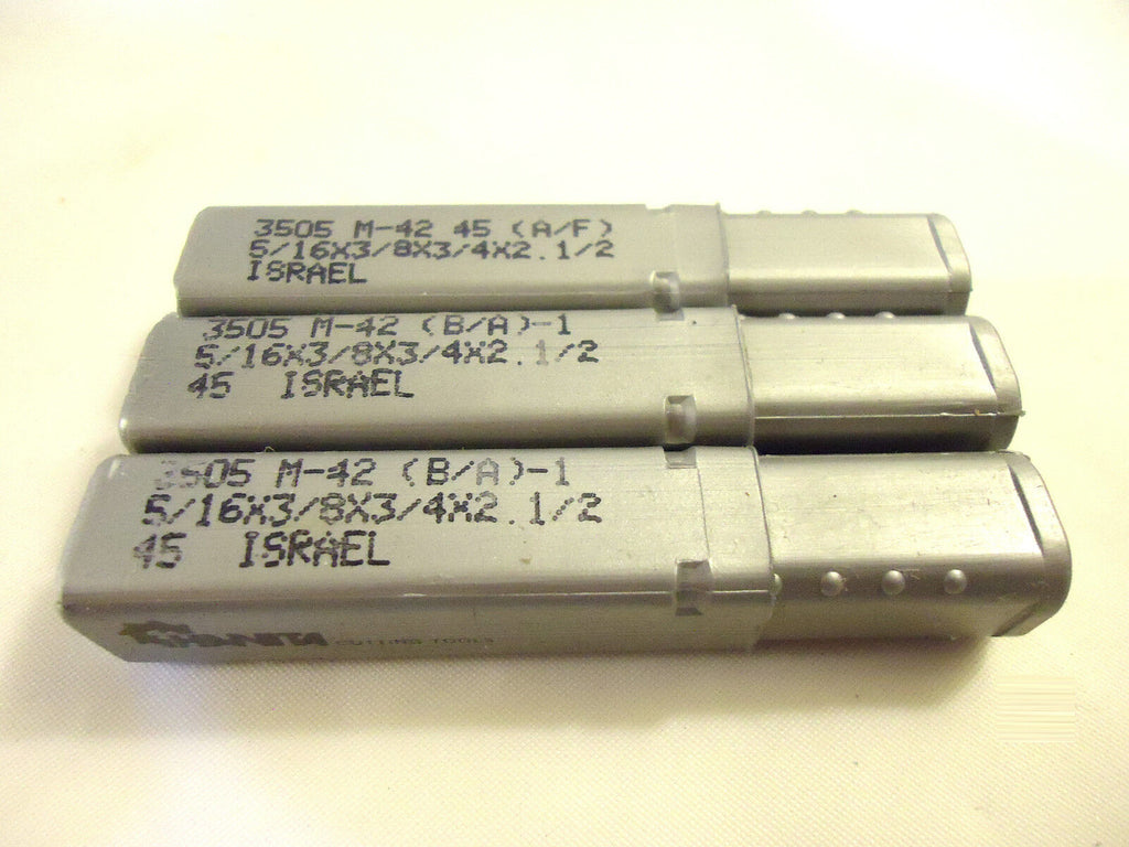 End Mills, 3 Pieces, 1 Lot, Hanita, Israel, 3 Flute, 5/16”x3/4” LOC, 3/8” Shank.