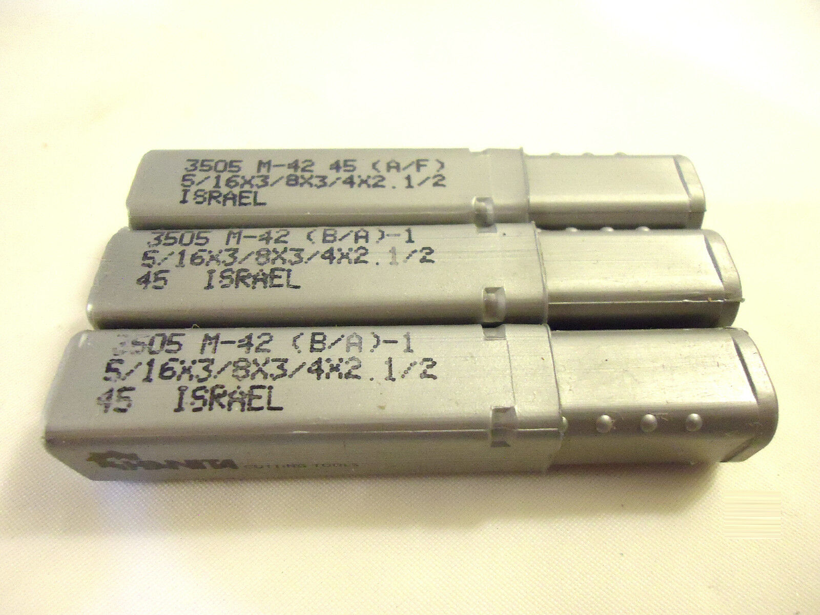 End Mills, 3 Pieces, 1 Lot, Hanita, Israel, 3 Flute, 5/16”x3/4” LOC, 3/8” Shank.