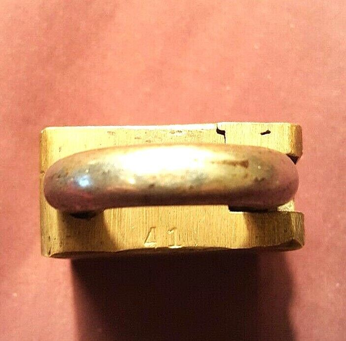 Vintage Narayan Padlock, Made in Aligarh, India w/ Key, Brass Body Steel Shackle