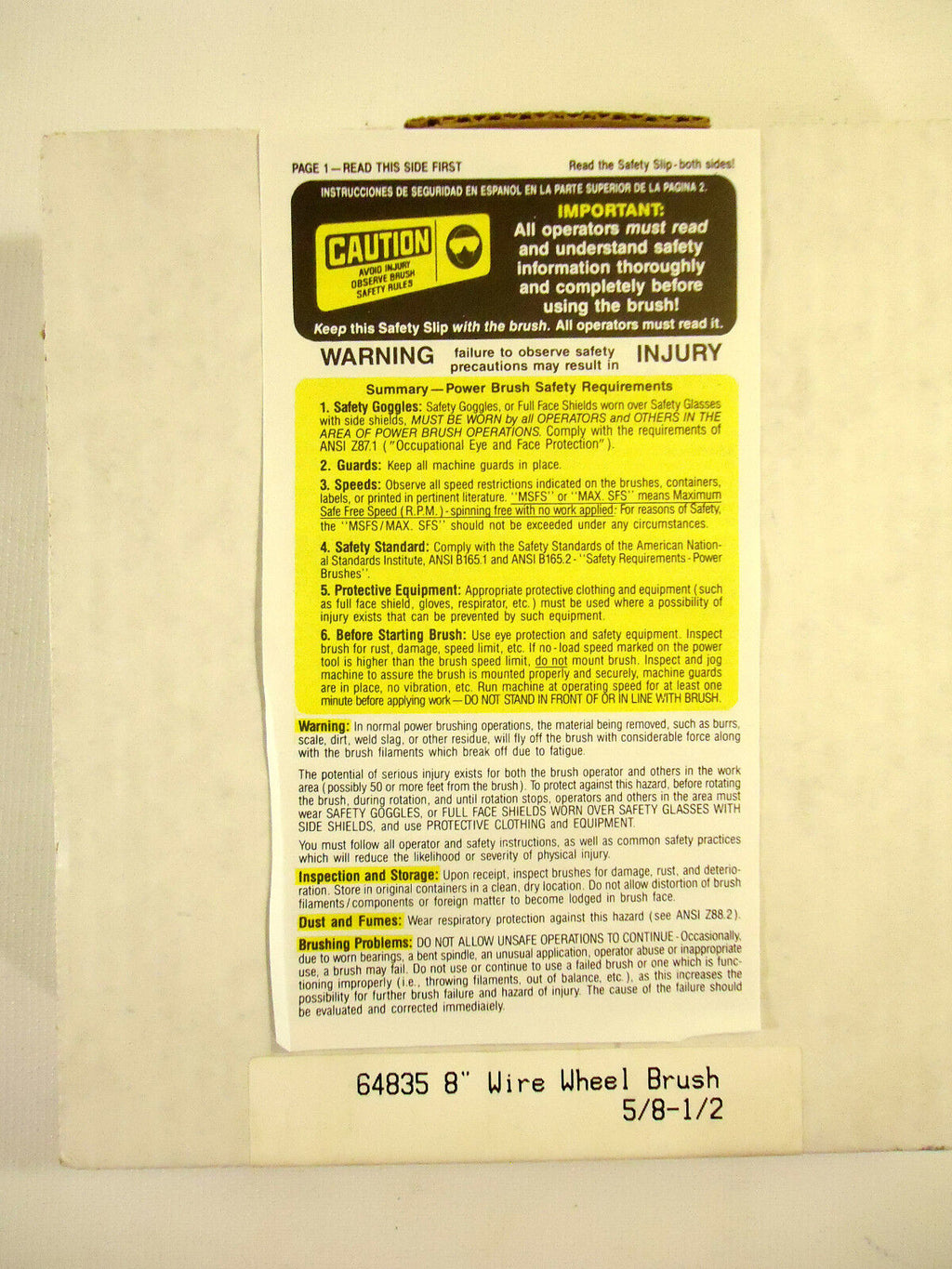 8" Crimped Wire Wheel, 1" Thick, 5/8" Bushings, .014 Wire, Craftsman, New, USA.