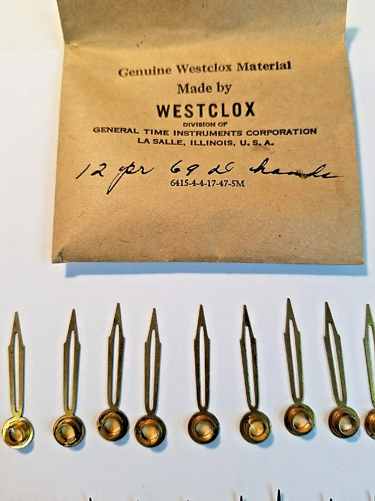 Vintage Genuine WESTCLOX Clock Hands, 12 Pairs, New