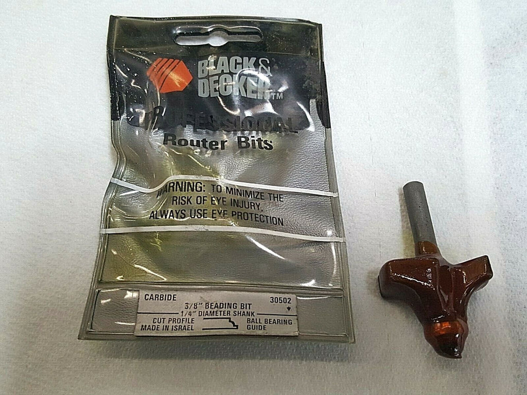 B&D Router Bit, 3/8 Beading Bit, Carbide,1/4" Shank & Bearing, 30502, Israel