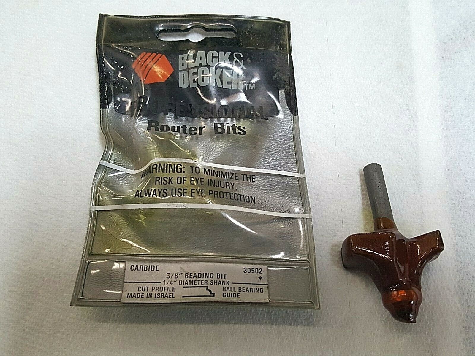 B&D Router Bit, 3/8 Beading Bit, Carbide,1/4" Shank & Bearing, 30502, Israel