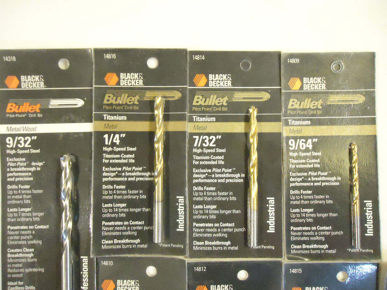 Black and Decker Bullet Drill Bits, High Speed Steel, USA, 8 Piece Lot, New