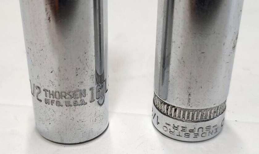 1/4  Drive 1/2 inch, 1 ea 6 & !2 Point Deep Sockets Made in USA, Assorted Brands