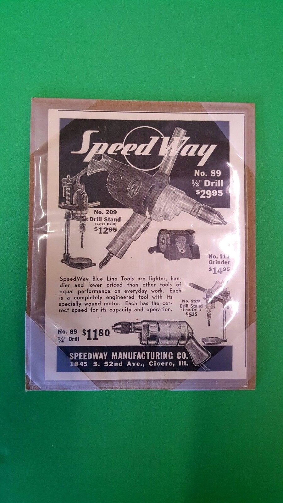 Vintage Speedway Manufacturing Electric Drill Type 89J, Used