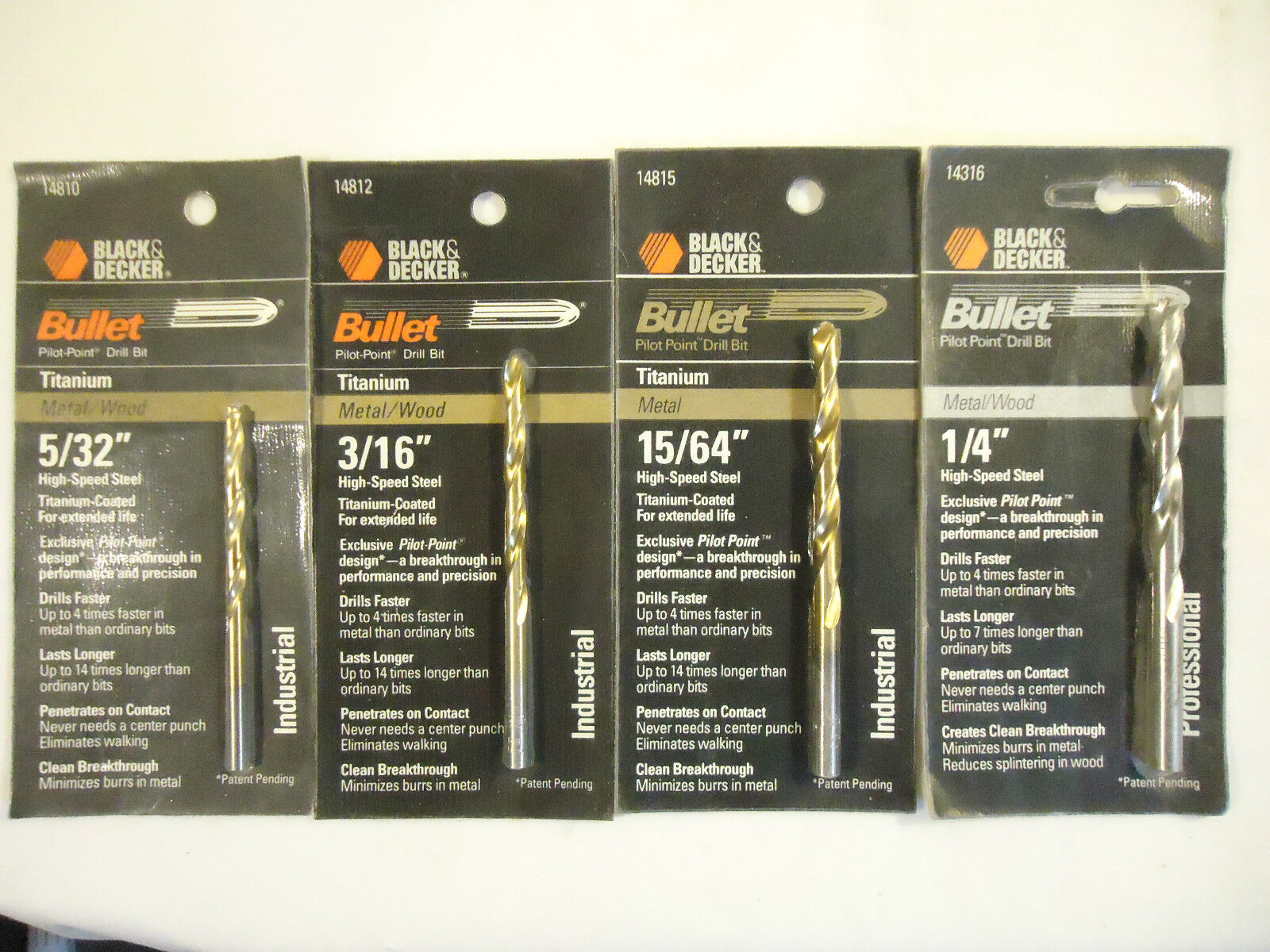 Black and Decker Bullet Drill Bits, High Speed Steel, USA, 8 Piece Lot, New