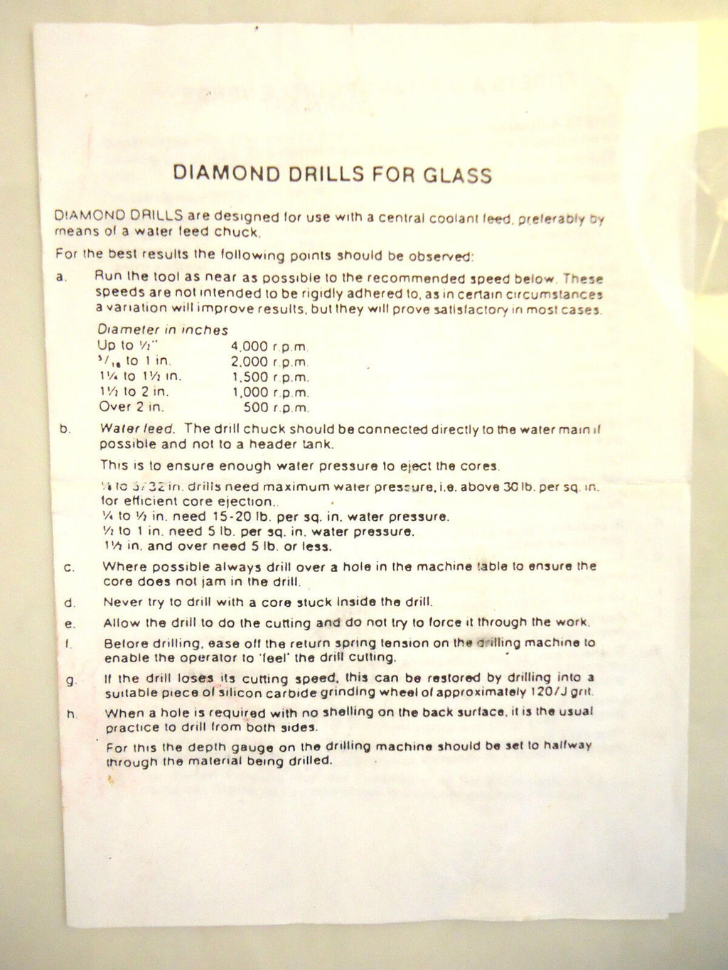 Diamond Electroform Glass Core Drill, 2”Diameter, New/Other/Second.